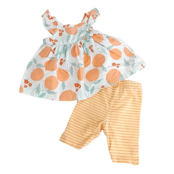 Burts Bees Baby Newborn Orange Groves Stripe Summer Outfit Baby Girl Florida - Picture 1 of 12